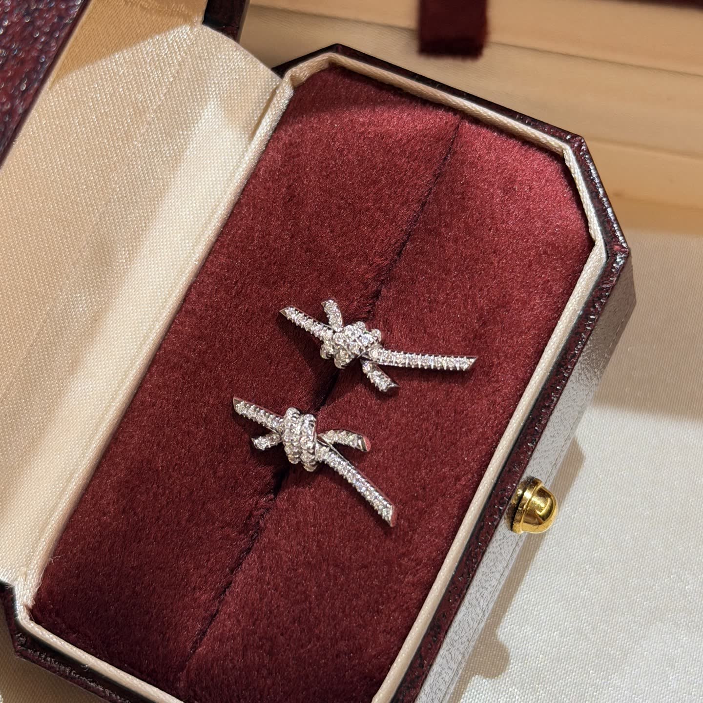 Tiffany & Co Elegant Silver Rhinestone Bow Earrings